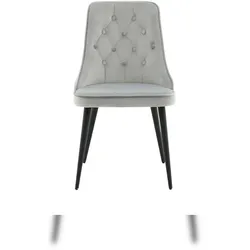 Ebuy24 VelvetDeluxe Esszimmerstuhl Velour hellgrau. 2er Set