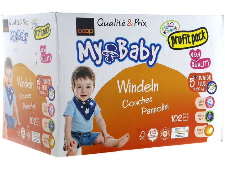 MyBaby My Baby Windeln Grösse 5+ Junior Plus Profit Pack 12-17 kg 102 Stück