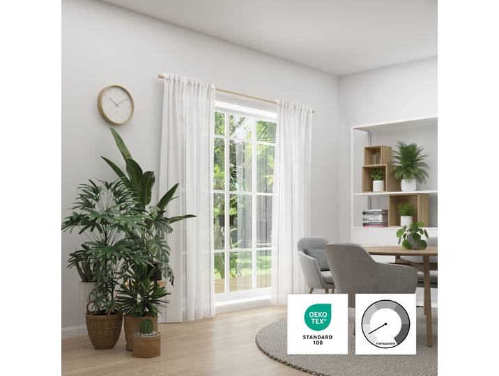 Vorhang NEUTEX FOR YOU RASA , weiss (grau), B:133cm H:245cm, Polyester, Gardinen, Vorhang, Feiner Längsstreifen, dezenter Struktureffekt, 133x245 cm