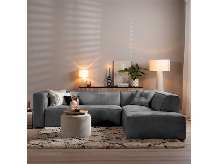 Bronx71 Ecksofa Memphis Stoff anthrazit rechts