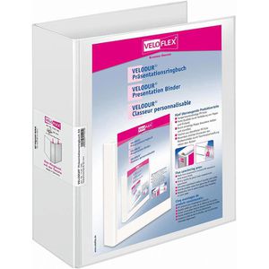 Veloflex Präsentationsordner Velodur 1142190, A4, 8,5cm, aus PP, weiß, 2 Außentaschen