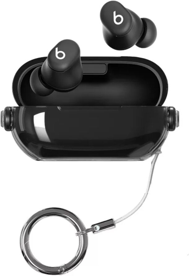 INF Schutzhülle kompatibel mit Beats Solo Buds - Transparente PC TPU Hülle mit Verschluss Transparent+Schwarz