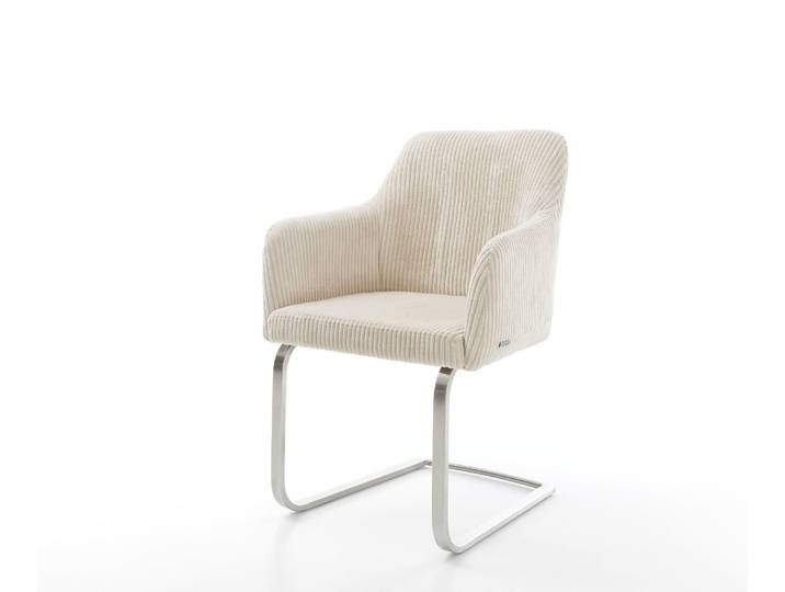 Freischwinger Greg-Flex Cord Beige Freischwinger flach Edelstahl Taschenfederkern, Esszimmerstühle