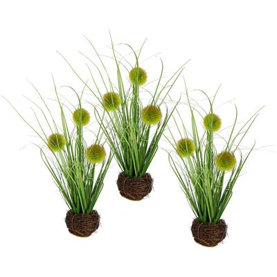 Kunstgras I.GE.A. "Künstliches Gras 'Knopfgras'", grün, B:10cm H:26cm L:10cm, Kunststoff, Kunstpflanzen, Im Reisig-Nest, 3er Set