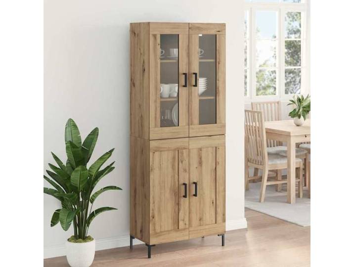 Marron Commode Salon CHIC Haut Armoire 2 pcs Buffet haut Chêne artisanal 69 5x34x180 cm N10094