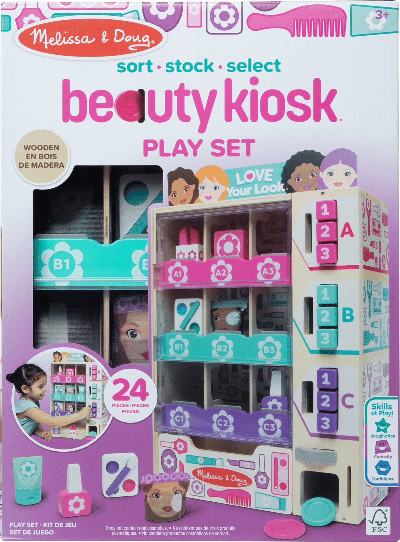 Melissa & Doug Sort, Stock ; Select Beauty Kiosk Play Set, 24 pieces