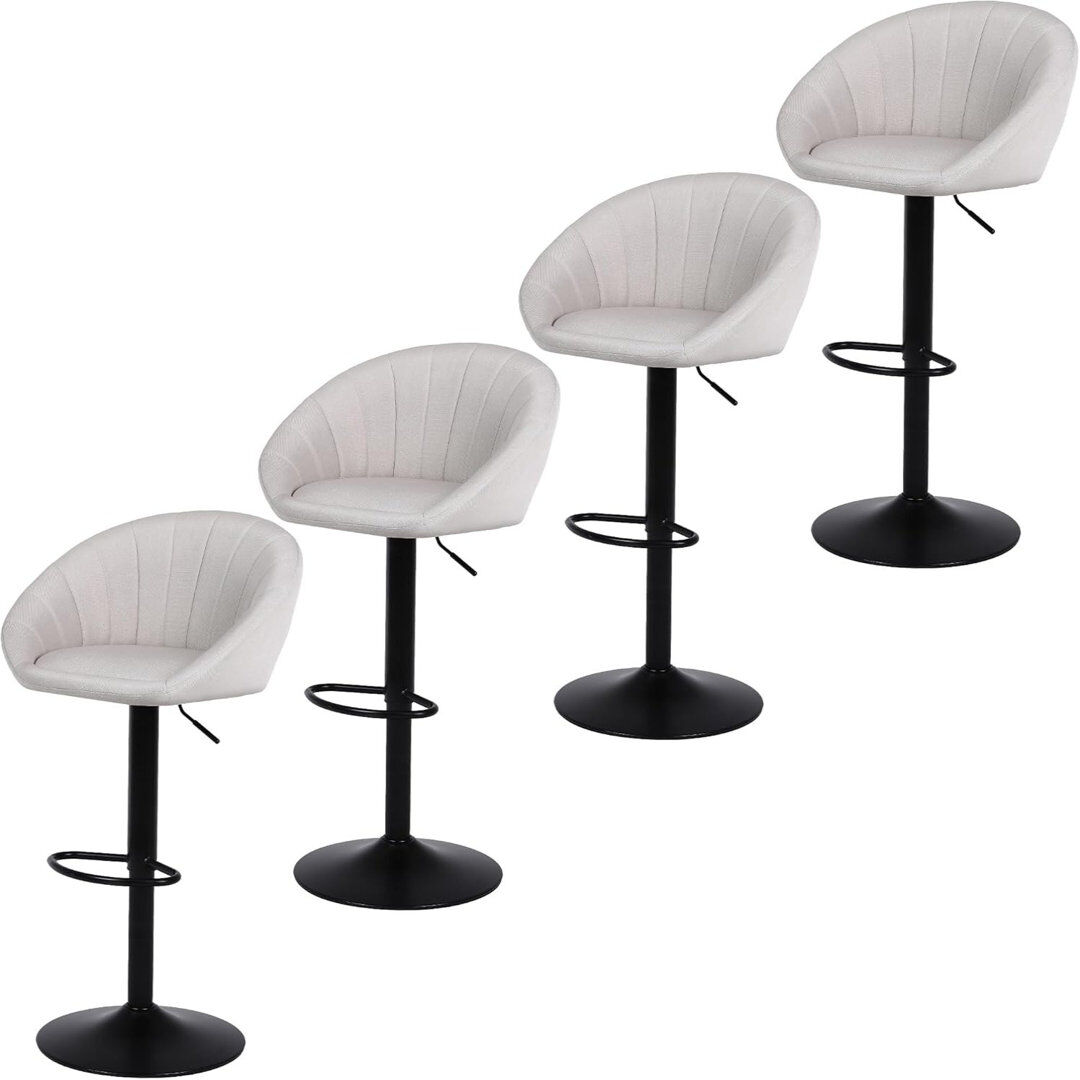 Fairmont Park Swivel Yes Upholstered Yes Bar Stool Beige/Linen 45cm W X 50.5cm D
