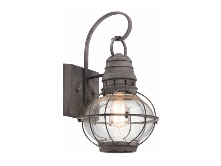 Wandlamp buiten Bridge Point, alu / grijs / zink, Glas, Industrieel design, Wandlamp buiten