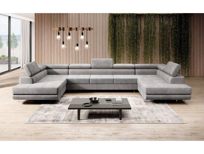 Designer Sofa Taormina mit Schlaf- und Klappfunktion in Samt - Samt - Hellgrau - Luxusbetten24