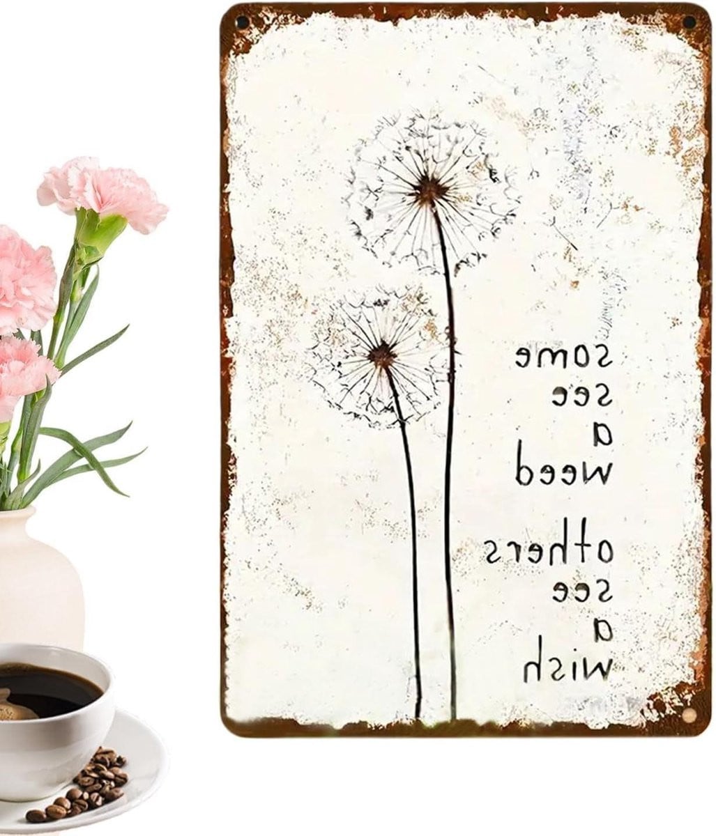 Metalen Wanddecoratie Wandbord met Vintage Bloemenprint
