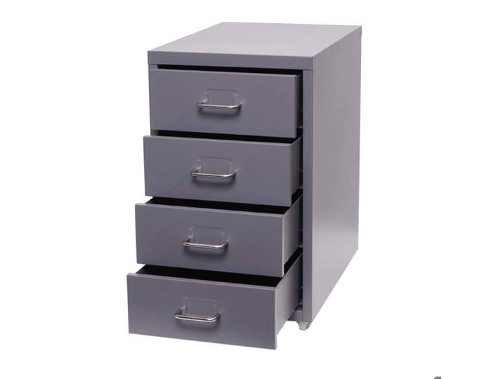 Caisson a tiroirs armoire de bureau 48x28x41 cm 4 tiroirs en acier gris fonce 04_0008262