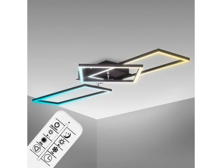 Deckenlampe 92,8x26 cm - 36W, 4200lm, LED, dimmbar, Fernbedienung, CCT, schwarz