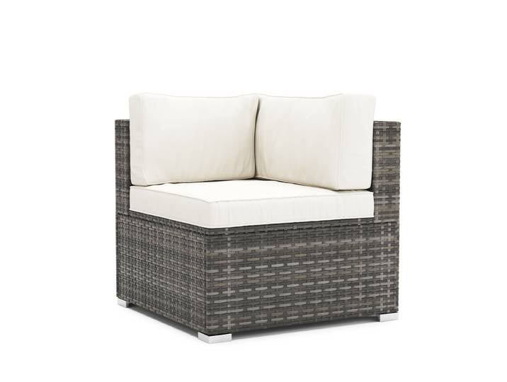 Eckteil Rattanlounge KRETA grau/weiss