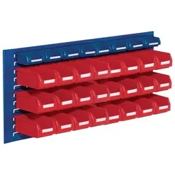 Rasterplan, Zubehör Lagereinrichtung, Sichtlagerkastenset H450xB1000xT250mm Stahlblech/Polyethylen Kunststoffbeschichtung blau + rot 24...