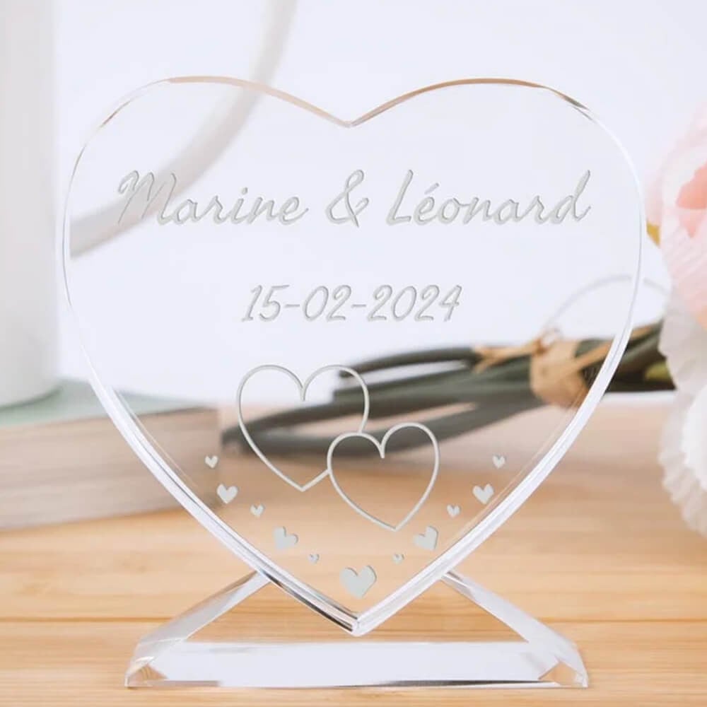 Ocadeau Coeur gravé en verre amour