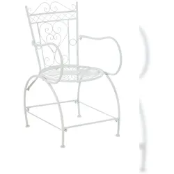 Décoshop26 - Gartenstuhl mit Armlehnen Balkon/Terrasse rustikales Design weißes Metall 10_0004002