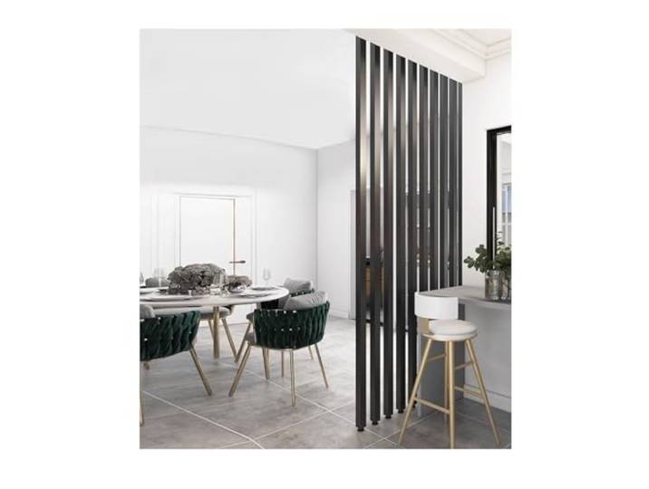 Generisch Raumteiler, Aluminium-Lamellen, Trennwand, Holzimitat -Finish, Boden bis Decke, ideal für Wohnzimmer, Schlafzimmer, Büro, Restaurant，Metall(6root,155cm/61.0in/5.08ft)
