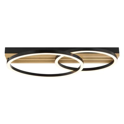 BRILLIANT LED Deckenleuchte "Calma", schwarz (schwarz, natur), 1, H: 8cm, 1 Stk., Leuchten, 3000 K, dimmbar, Holz/Metall, schwarz, LED Deckenleuchte