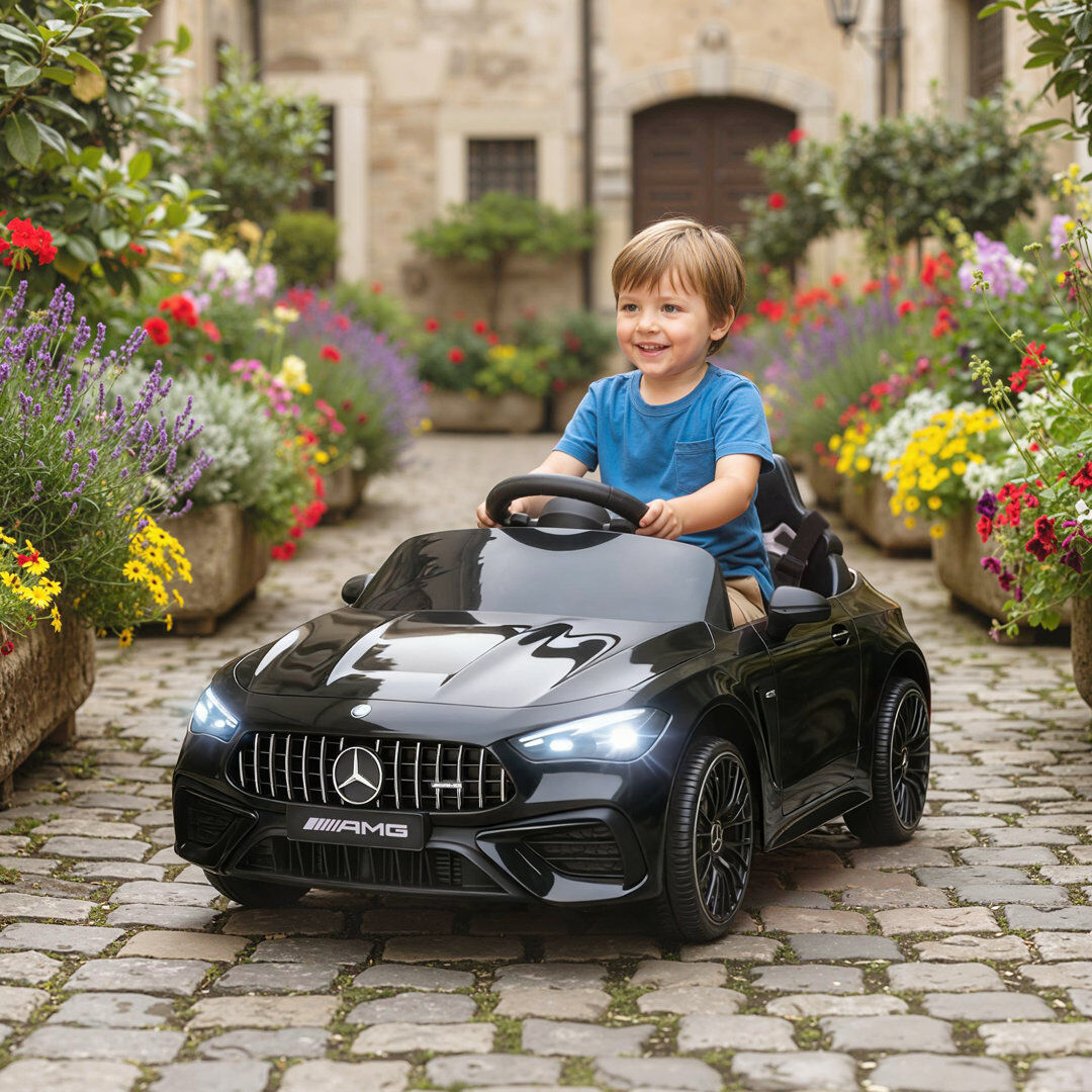 HOMCOM AIYAPLAY Kids Electric Car Licensed Mercedes AMG, 12V Ride On Car Black