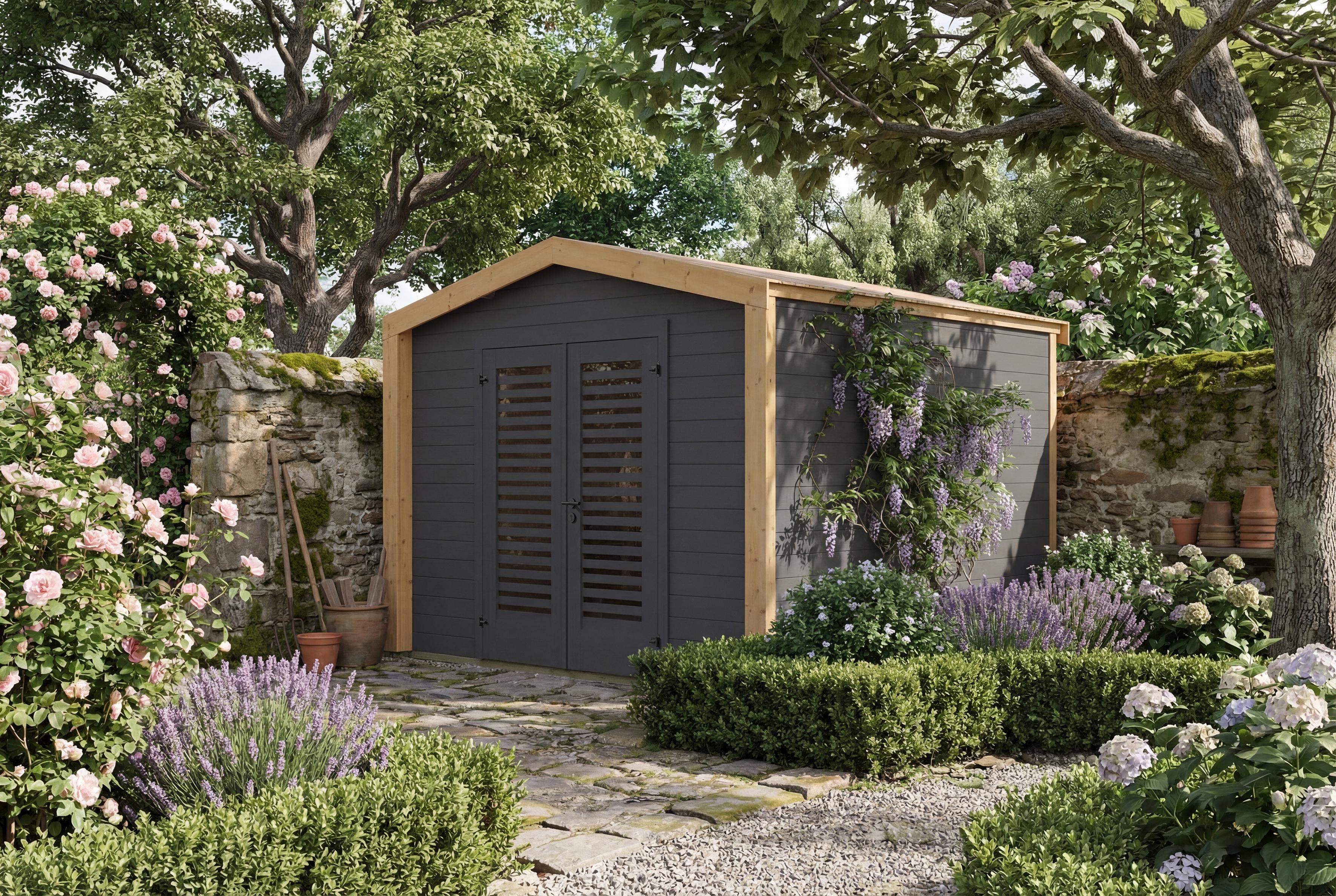 Gartenhaus Killarney, 300x300cm, Anthrazit, 28mm