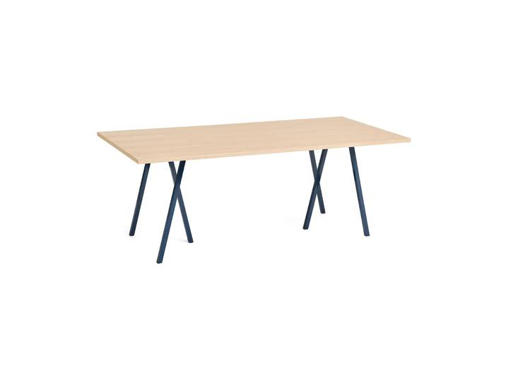 HAY Loop Stand Esstisch 92,5x200 cm Deep blue-clear lacq. oak