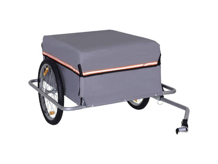 Remorque de transport pour vélo - Gris - Tissu Oxford imperméable - Dimensions assemblées 140x88x60 cm - Poids 15 95 kg