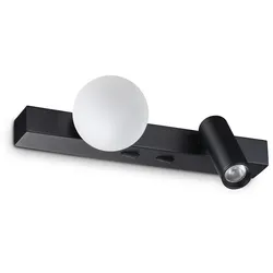 Ideal Lux LED Wandleuchte PING PONG, 6W, 3000K, 6000lm, IP20, mit Lesespot, schwarz IDEA-336664