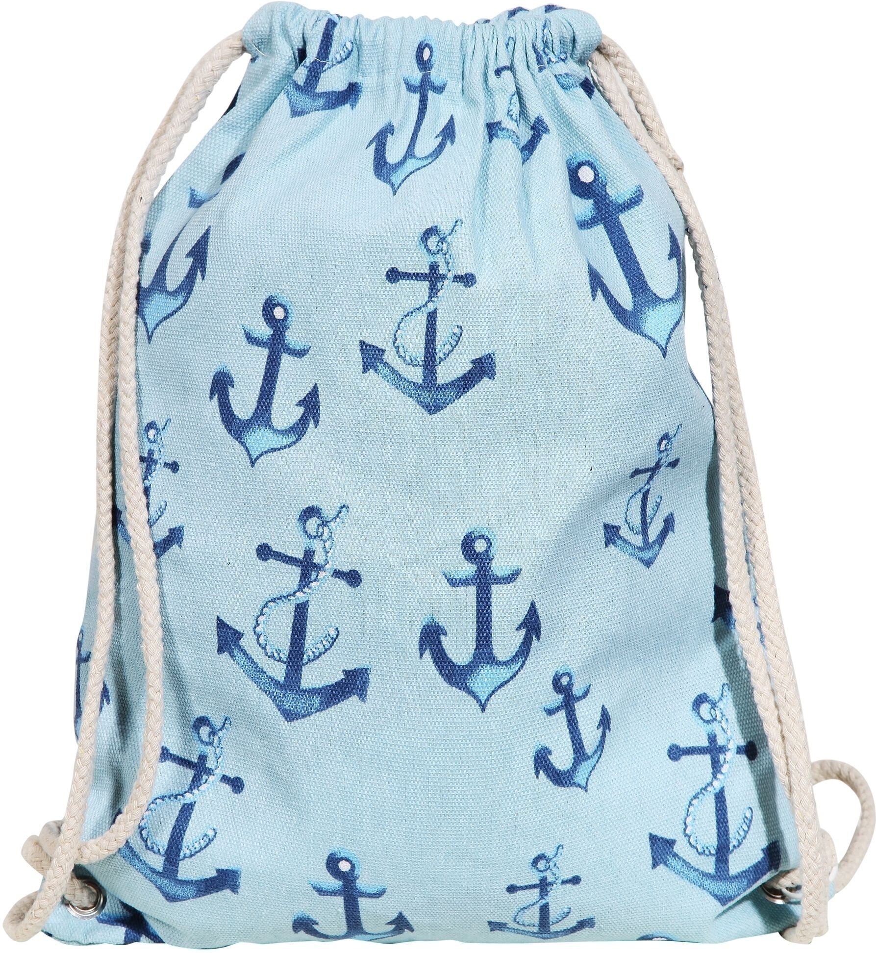 Turnbeutel CHAM CHAM "Trend Turnbeutel aus Textil mit Ankern", Damen, blau, Textil, Taschen Turnbeutel