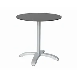 Outdoor-Bistrotisch Nonti in silber mit runder Tischplatte Dekor schwarzer Marmor