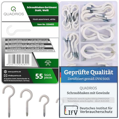 Quadrios 22SA053 Assortiment schroefhaken wit, 55 stuks