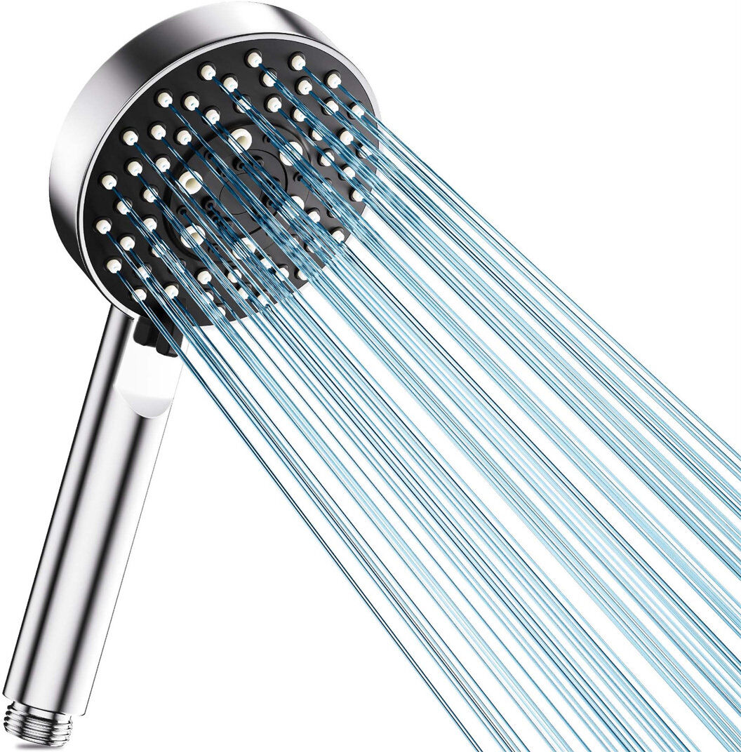 Belfry Bathroom Massage/Jet Handheld Shower Head Matte Black/Chrome 8cm W