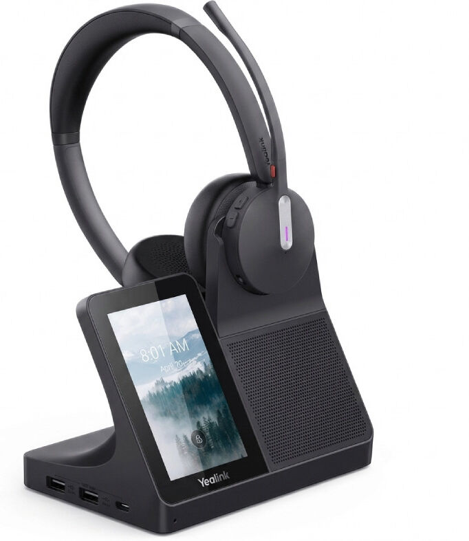 Yealink WH64 Duo Workstation Casque DECT Bluetooth Casque sans fil professionnel avec station tout-en-un, double connectivité DECT et Bluetooth et