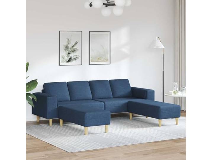 ZQQLVOO 3er Sofa Blau Polyester Wohnzimmer Schaumfüllung, Braune Beine, Ergonomische Armlehnen, Einfache Montage