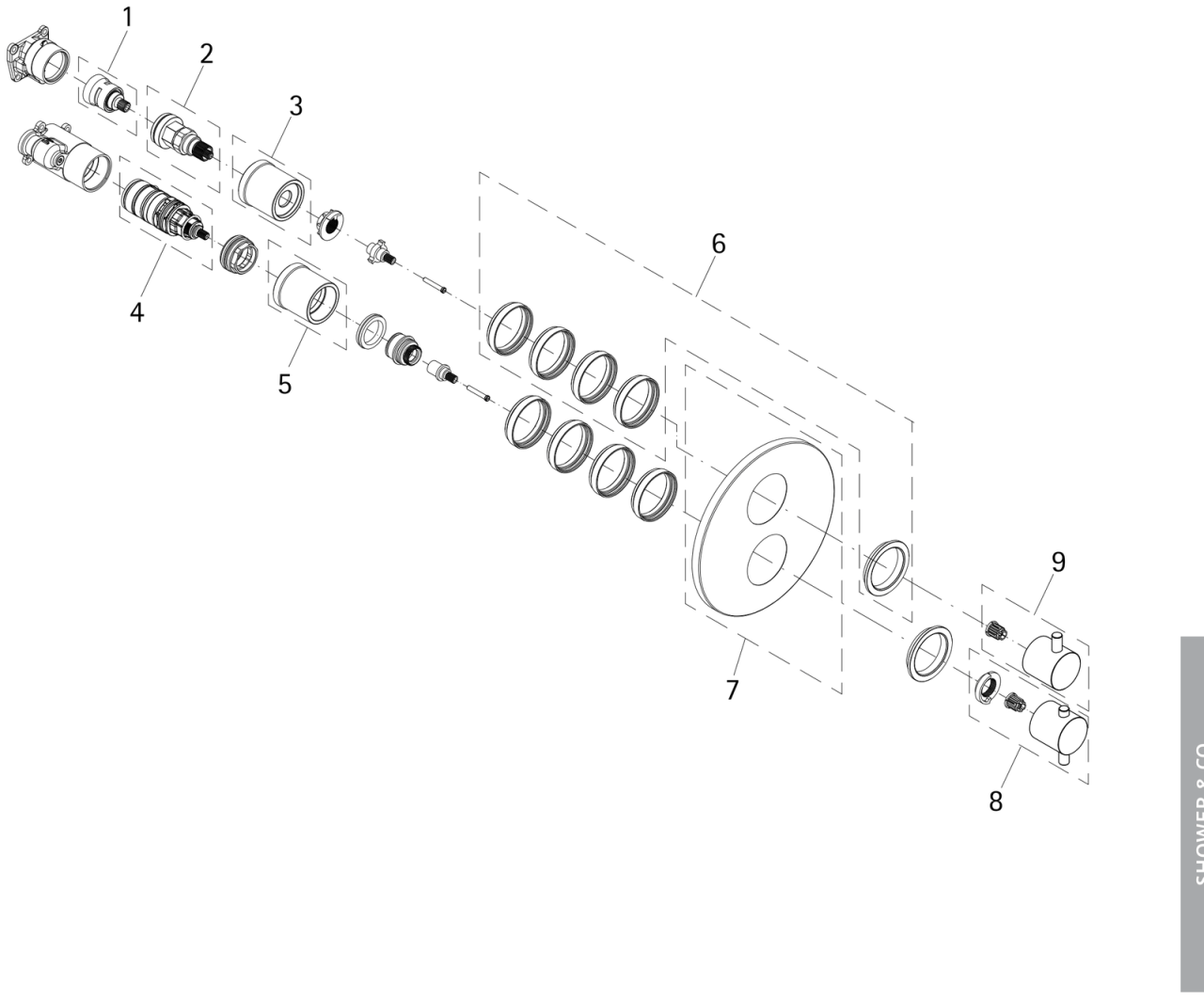 HSK Duschkabinenbau KG HSK Ersatzteile Griff Thermostat (Chrom), E98560-9-41 E98560-9-41