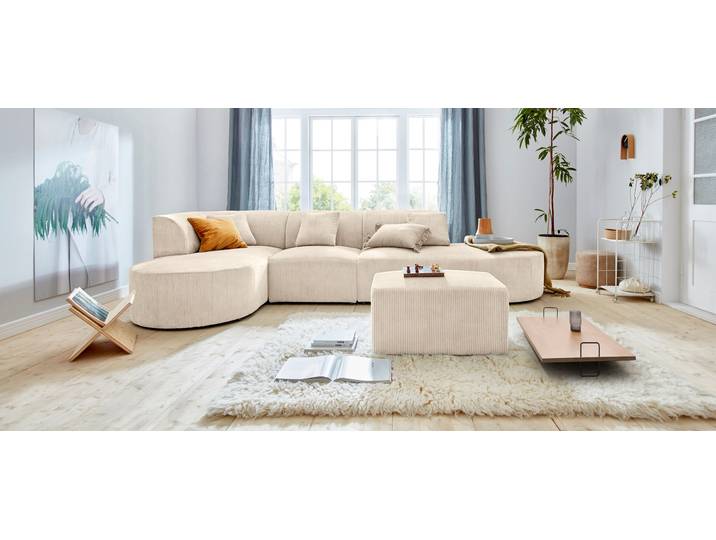 Ecksofa GOODPRODUCT Alesund L-Form , beige, B:362cm H:84cm T:183cm, Cord (100% Polyester);Filzoptik (100% Polyester), Sofas, Ecksofa, bestehend aus Modulen, auch einzeln erhältllich, miteinander verbunden