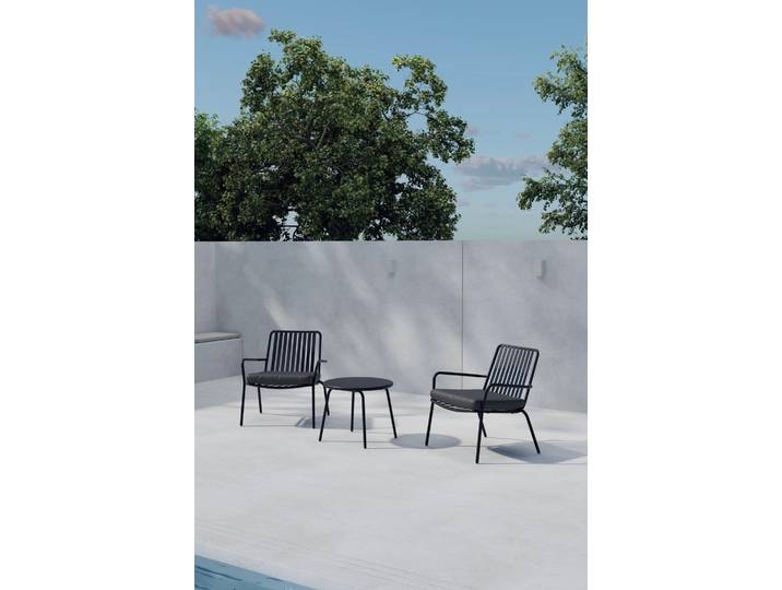 Gartenlounge-Set VENTURE HOME Mykonos, großzügiges Outdoor-Set für hohen Sitzkomfort , schwarz (schwarz, schwarz, schwarz), B:65cm H:68cm T:65cm, Polyester, Stahl, Sitzmöbel-Sets, Gartenlounge-Set, Loungemöbel mit Stoffbezug, angenehm, weich