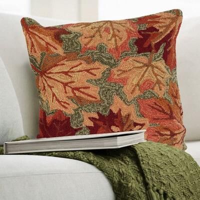Trans Ocean Import Co Inc "Falling Leaves Decorative Pillow 18"" Square, 18"" Square, Moss"