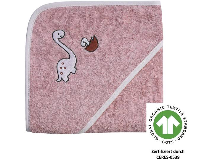Kapuzenhandtuch WÖRNER Dinofamilie , rosa, B:80cm L:80cm, Frottee, Frottee, Handtücher, Kapuzenhandtuch, Biobaumwolle, mit Kapuze, maschinenwaschbar, trocknergeeignet
