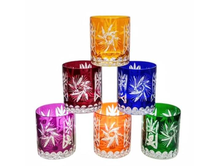 MaRika Mix Kristall-Whiskygläser 280 ml – Handgefertigt & Handbemalt – 6er Set Hochwertige Gläser, Perfekt für Whisky, Wasser oder Rotwein – Exklusive Geschenkidee
