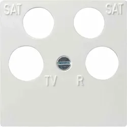 Gira System 55 Zentralplatte, Sat/TV/Radio, 4f, reinweiß, Befestigung mit Schraube, mit Aufdruck, ohne Beschriftungsfeld, 025903