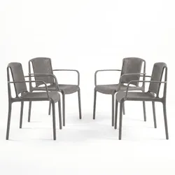 Mod. NES Set aus 4 MINK farbenen Outdoor-Sesseln für Gärten, Bars, Terrassen, Restaurants, elegantes Design