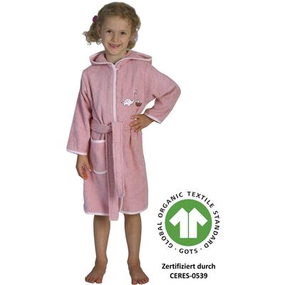 Kinderbademantel WÖRNER "Dinofamilie" Gr. 98, rosa, 98/104, Baumwolle, Hausmäntel, Biobaumwolle, mit Stickerei, mit Tasche