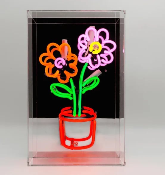 Locomocean Flowers In Pot Neon Box Wandmuurdecoratie Multicolour