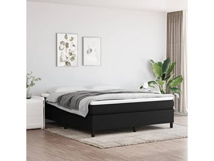RJPLMFV Lattenrost aus Sperrholz mit Matratze, Stoff, Schwarz, 160 x 200 cm Taschenfedern, feste Unterstützung, atmungsaktiv, langlebig, komplettes Bett