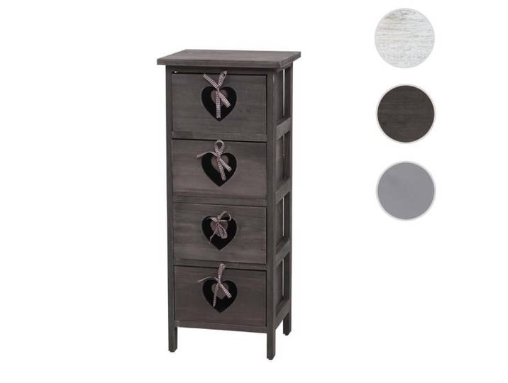 Commode Forli armoire 4 tiroirs avec cœurs 70x29x25cm vintage gris-brun