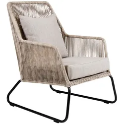 Gartensessel Midway von Brafab, aus Rattan und Aluminium, modern, beige, inkl. Kissen
