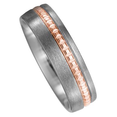 Partnerring JOBO "Ring Titanring Herrenring" Gr. 70, rosa (titanfarben), Fingerringe, Herren, 70, Roségold 750 Titan, Roségold 750, Titan, Titan matt und 750 Roségold