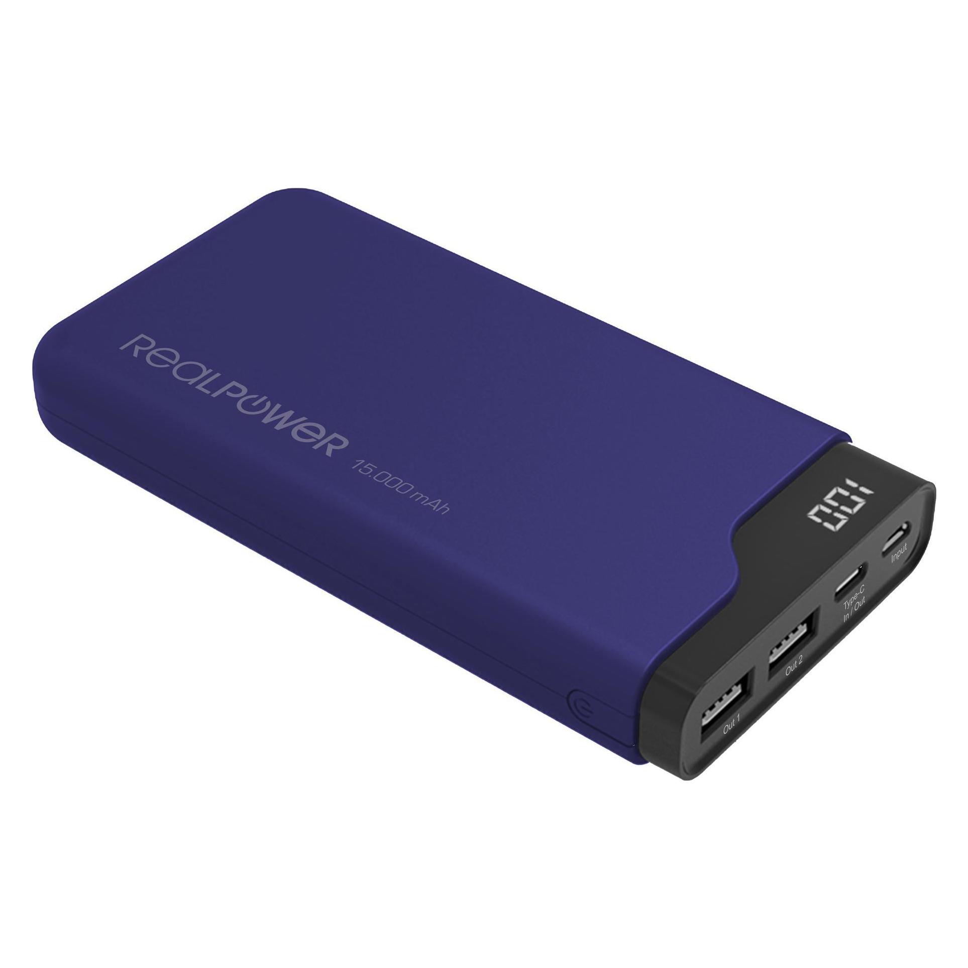 RealPower Powerbank Type-C 15000 Midnight (15000 mAh, 54 Wh) (333643)
