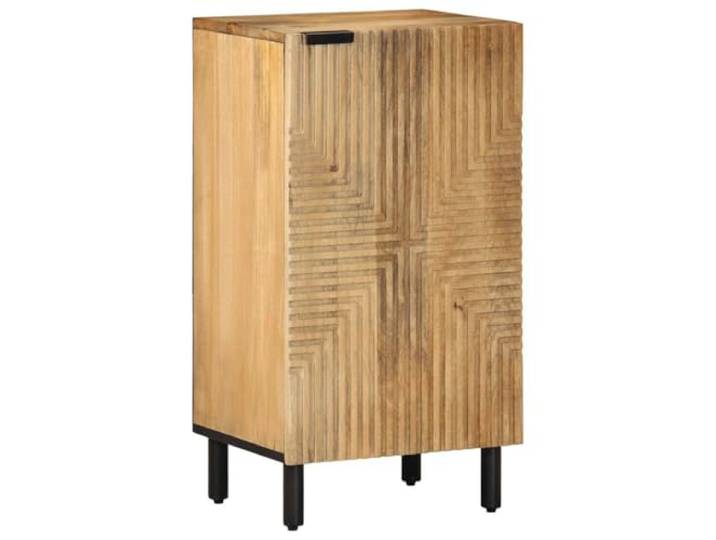 GHVBNMF Sideboard Braun 40x33x75 cm Massivholz Mango Beistellschrank Kompakter Standschrank für Flur und Schlafzimmer mit CNC-Front, robuster Ablage und praktischer Wandbefestigung.