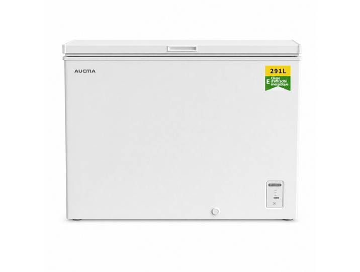 AUCMA 291 L Congélateur Coffre Convertible, Réfrigérateur et Congélateur Réversibles, Congélateur à Ouverture par le Haut, Classe Énergétique E, Fonctionnement Silencieux, Éclairage LED Intégré, Contrôle Numérique de la Température à 5 Niveaux, Panier Amo